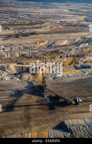 Aerial view, open cast mine excavators in the Hambach open pit mine, earth fills, Niederzier, Jülich-Zülpicher Börde region Stock Photo