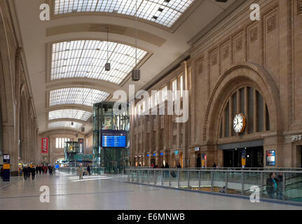 Concourse, Leipzig Central Railway Station, Leipzig, Saxony, Germany Stock Photo