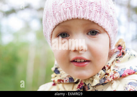 child girl portrait close-up outdoor Stock Photo