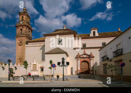 Church of la Purificacion and Spain Square -18th century, Manzanilla, Huelva province, Region of Andalusia, Spain, Europe Stock Photo