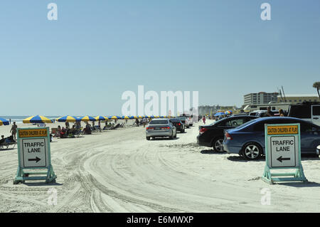 Cars parked on beach sand. Daytona Beach, Florida, USA Stock Photo