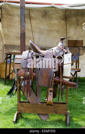Western saddle on show Stock Photo