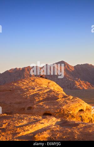 Tourist, Wadi Rum, Jordan, Middle East Stock Photo
