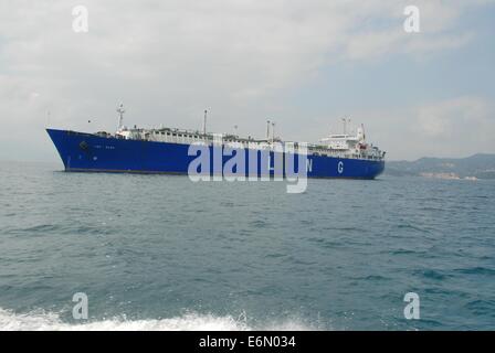 gas-tanker ship in La Spezia harbor (Italy) Stock Photo