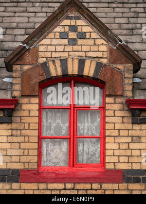 Haverthwaite station architecture detail at the Lakeside and Haverthwaite Railway,in the Lake District,England,UK Stock Photo