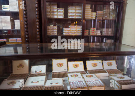 stacks of cigars for sale, Partagás cigar factory, Calle Industria 520, Havana, Cuba Stock Photo