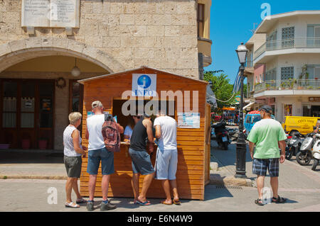 Tourist information booth, Eleftherias square, Kos town, Kos island, Dodecanese islands, Greece, Europe Stock Photo