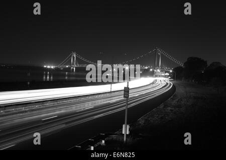 The Verrazano-Narrows Bridge , The largest and longest bridge in New York City Stock Photo