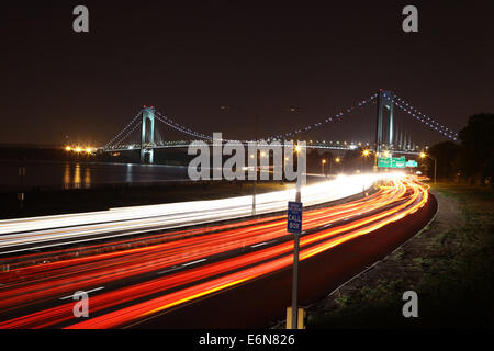 The Verrazano-Narrows Bridge , The largest and longest bridge in New York City Stock Photo