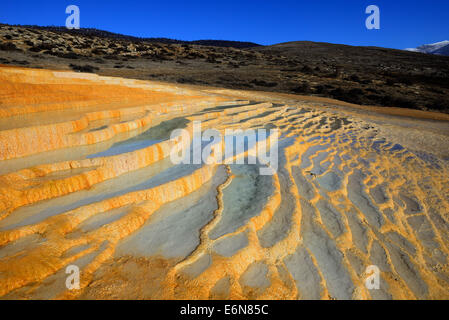 Iran, Mazandaran, Terraced Hot Springs on a sunny day in Badab-e Surt Hot Springs in Mazandaran Province Stock Photo