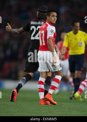 London, UK. 27th Aug, 2014. Champions League Qualifying 2nd Leg. Arsenal versus Besiktas. Arsenal's Alexis Sanchez. Credit:  Action Plus Sports/Alamy Live News Stock Photo
