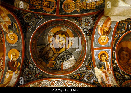 Christ Pantocrator. Byzantine fresco in the Dark Church (Karanlık Kilise) near Goreme in Cappadocia, Turkey. Stock Photo