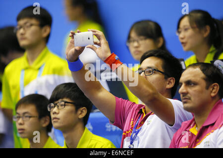 Nanjing, China. 27th Aug, 2014. Fans Wrestling : Men's Freestyle 76kg Final at Longjiang Gymnasium during the 2014 Summer Youth Olympic Games in Nanjing, China . © Yusuke Nakanishi/AFLO SPORT/Alamy Live News Stock Photo