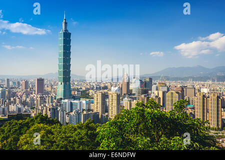 Taipei, Taiwan downtown skyline at the Xinyi Financial District. Stock Photo