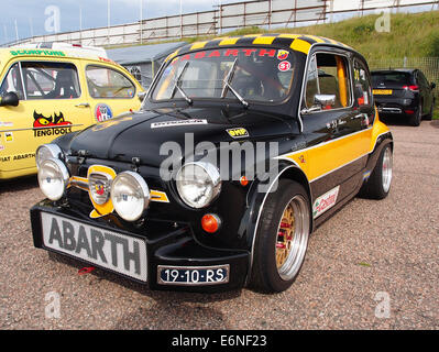 A Fiat 500 Abarth, a performance-oriented compact car, shown in this ...