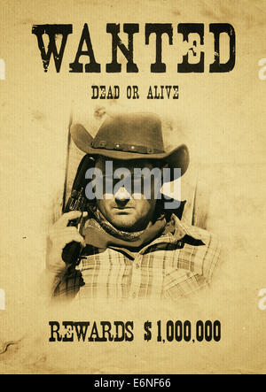 vintage wanted poster in a gost town Stock Photo