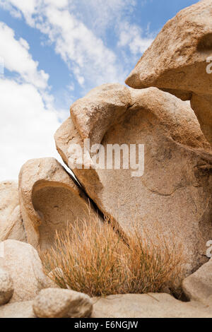 Unique gneiss rock formations displaying wind erosion - California USA Stock Photo