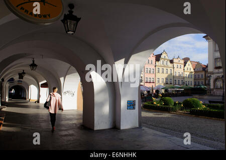 Arcades at Market square  in Jelenia Gora, Poland, Europe Stock Photo