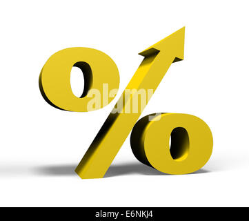 gold percent symbol on a white background Stock Photo