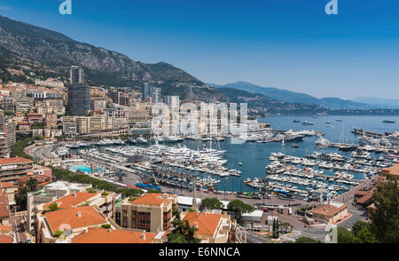 Monte Carlo, Monaco, South of France, Europe - view across the harbor Stock Photo