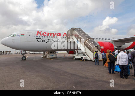 Passengers boarding at Kotoka International Airport, Accra, Ghana, Africa Stock Photo