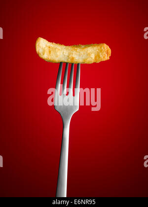 Chip on fork Stock Photo