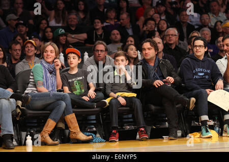 Celebrities courtside at the Lakers game. The Los Angeles Lakers
