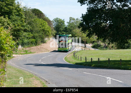 A Southern Vectis double-decker bus on the Isle of Wight near Brighstone. Stock Photo