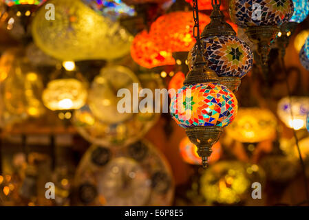 Lamps hanging at the Grand Bazaar in Istanbul, Turkey. Stock Photo