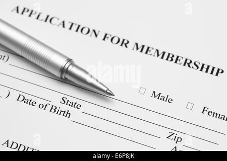 Application for membership. Black and White. Stock Photo