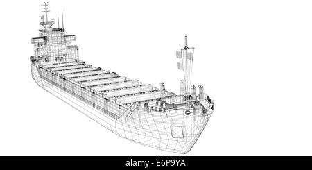 barge Cargo  model body structure, wire model Stock Photo