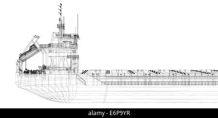 barge Cargo  model body structure, wire model Stock Photo