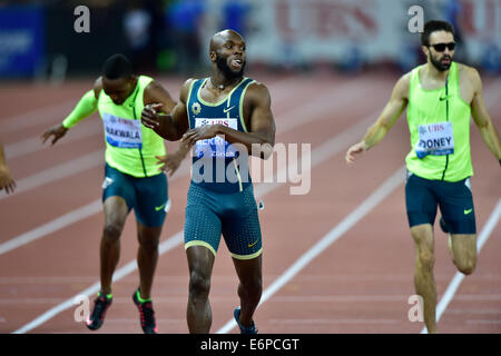 Zurich, Switzerland. 28th Aug, 2014. Victory for LaShawn Merritt (USA) at the 400m race at the IAAF Diamond League athletics meeting in Zurich. Credit:  Erik Tham/Alamy Live News Stock Photo