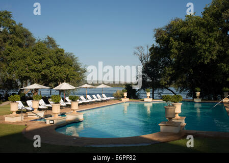 Royal Livingstone Hotel swimming pool. At The Royal Livingstone Hotel, you can expect nothing less than the best service. The ai Stock Photo