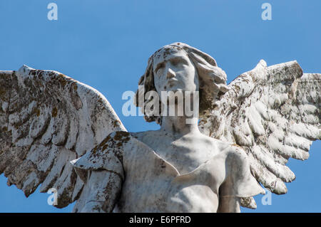 Sculpture of an angel, the remains of a Gothic graveyard in Comillas Stock Photo