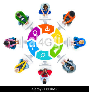 People Social Networking and 4G Concept Stock Photo