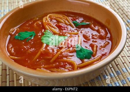 Algerian tomato soup Chorba bil Matisha Stock Photo