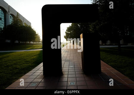 A contemporary sculpture depicting Hebrew letter by Israeli sculptor Buky Schwartz located at The Sculpture Garden in the high-tech industrial Park or Technology Park in the Malha neighborhood West Jerusalem Israel Stock Photo