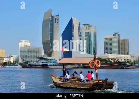 Abra on Dubai Creek in front of Deira, Dubai, United Arab Emirates Stock Photo