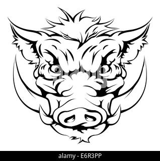 Drawing of a boar animal character or sports mascot Stock Photo