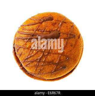 Single round gingerbread biscuit isolated on white. Serrated edge Stock ...
