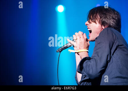 Singer Brett Anderson of Suede, headlining the Bazant Pohoda festival, Trencin, Slovakia, July 12, 2014 Stock Photo