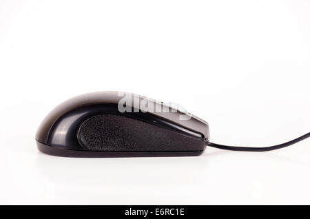 Black computer mouse isolated on white background Stock Photo