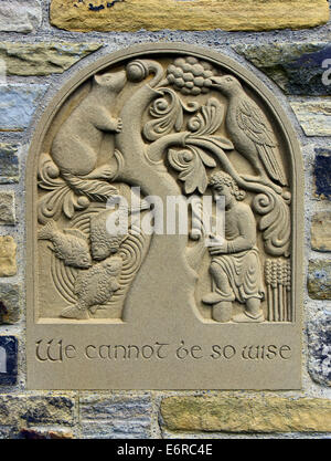 Sundial on Village Hall, left-hand panel. Church of Saint Peter, Addingham, West Yorkshire, England, United Kingdom, Europe. Stock Photo