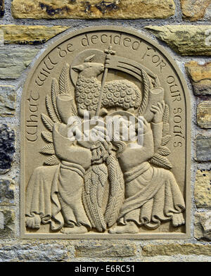 Sundial on Village Hall, right-hand panel. Church of Saint Peter, Addingham, West Yorkshire, England, United Kingdom, Europe. Stock Photo