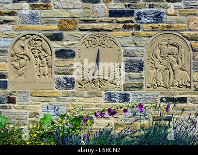 Sundial on Village Hall. Church of Saint Peter, Addingham, West Yorkshire, England, United Kingdom, Europe. Stock Photo