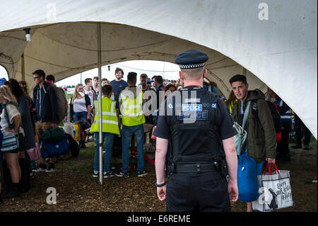 Stow Maries, UK. 29th August 2014. Police presence at the Brownstock festival. The Brownstock Festival celebrates it's 10th anniversary. Credit:  Gordon Scammell/Alamy Live News Stock Photo