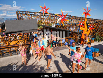 Zrce, Croatia - Noa beach bar - Island Pag, Stock Photo