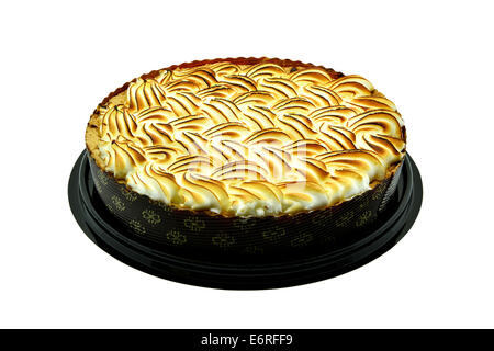 Delicious Lemon Meringue Pie. Isolated on a white background. Stock Photo