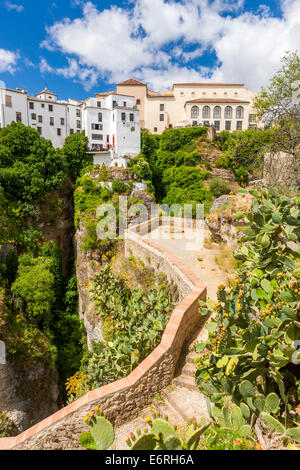 View over El Tajo Gorge, Ronda, Malaga province, Andalusia, Spain, Europe. Stock Photo